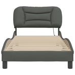 Bed Frame with LED without Mattress "Hvar" Dark Grey 90x190 cm Fabric