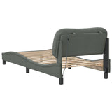 Bed Frame with LED without Mattress "Hvar" Dark Grey 90x190 cm Fabric