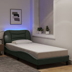 Bed Frame with LED without Mattress "Hvar" Dark Grey 90x190 cm Fabric