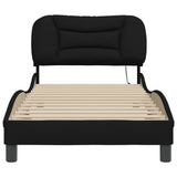 Bed Frame with LED without Mattress "Hvar" Black 90x190 cm Fabric