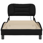 Bed Frame with LED without Mattress "Hvar" Black 90x190 cm Fabric