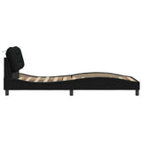 Bed Frame with LED without Mattress "Hvar" Black 90x190 cm Fabric