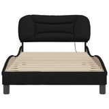 Bed Frame with LED without Mattress "Hvar" Black 107x203 cm King Single Fabric
