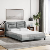 Bed Frame with LED without Mattress "Hvar" Dark Grey 137x190 cm Double Fabric