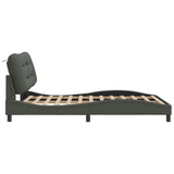 Bed Frame with LED without Mattress "Hvar" Dark Grey 137x190 cm Double Fabric
