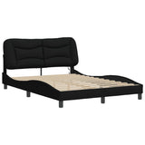 Bed Frame with LED without Mattress "Hvar" Black 137x190 cm Double Fabric