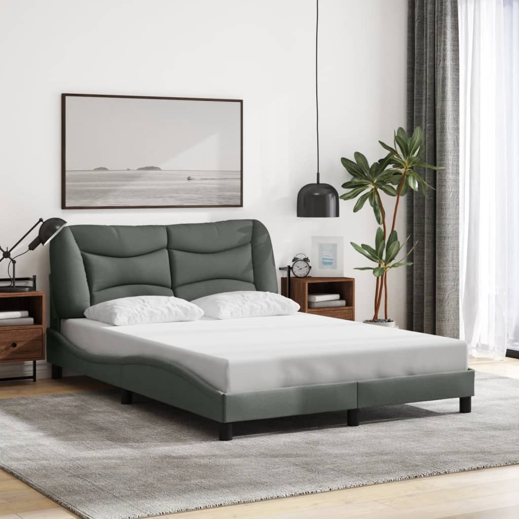 Bed Frame with LED without Mattress "Hvar" Black 137x190 cm Double Fabric