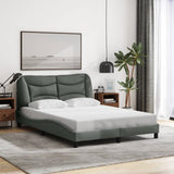 Bed Frame with LED without Mattress "Hvar" Black 137x190 cm Double Fabric