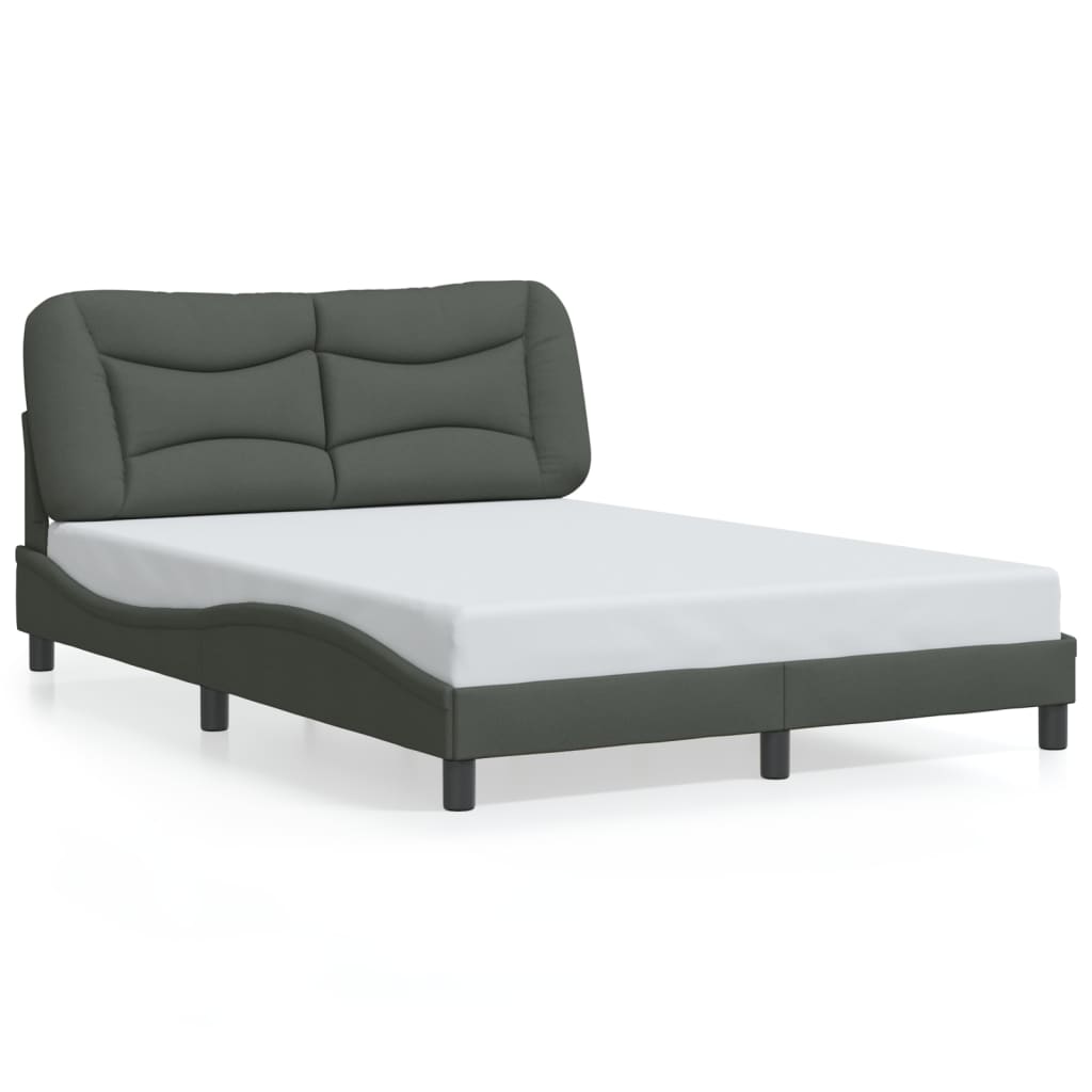 Bed Frame with LED without Mattress "Hvar" Black 137x190 cm Double Fabric