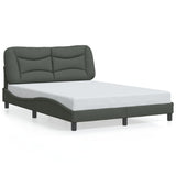 Bed Frame with LED without Mattress "Hvar" Black 137x190 cm Double Fabric
