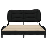 Bed Frame with LED without Mattress "Hvar" Black 137x190 cm Double Fabric