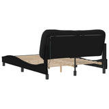 Bed Frame with LED without Mattress "Hvar" Black 137x190 cm Double Fabric