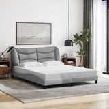 Bed Frame with LED without Mattress "Hvar" Dark Grey 152x203 cm Queen Fabric