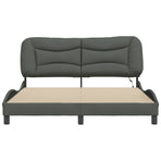 Bed Frame with LED without Mattress "Hvar" Dark Grey 152x203 cm Queen Fabric