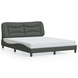 Bed Frame with LED without Mattress "Hvar" Black 152x203 cm Queen Fabric