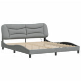 Bed Frame with LED without Mattress "Hvar" Dark Grey 180x200 cm King Fabric