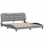 Bed Frame with LED without Mattress "Hvar" Dark Grey 180x200 cm King Fabric