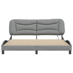 Bed Frame with LED without Mattress "Hvar" Dark Grey 180x200 cm King Fabric