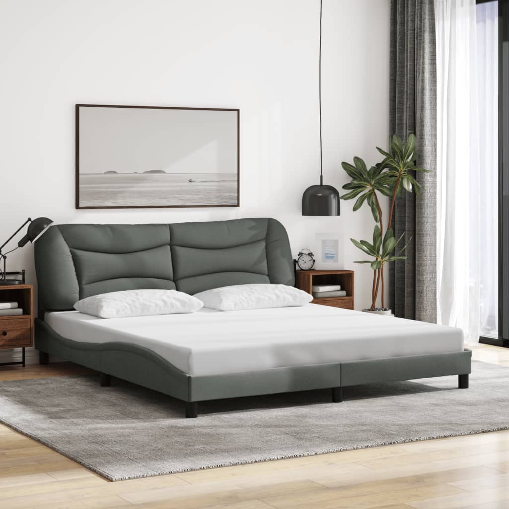 Bed Frame with LED without Mattress "Hvar" Black 180x200 cm King Fabric