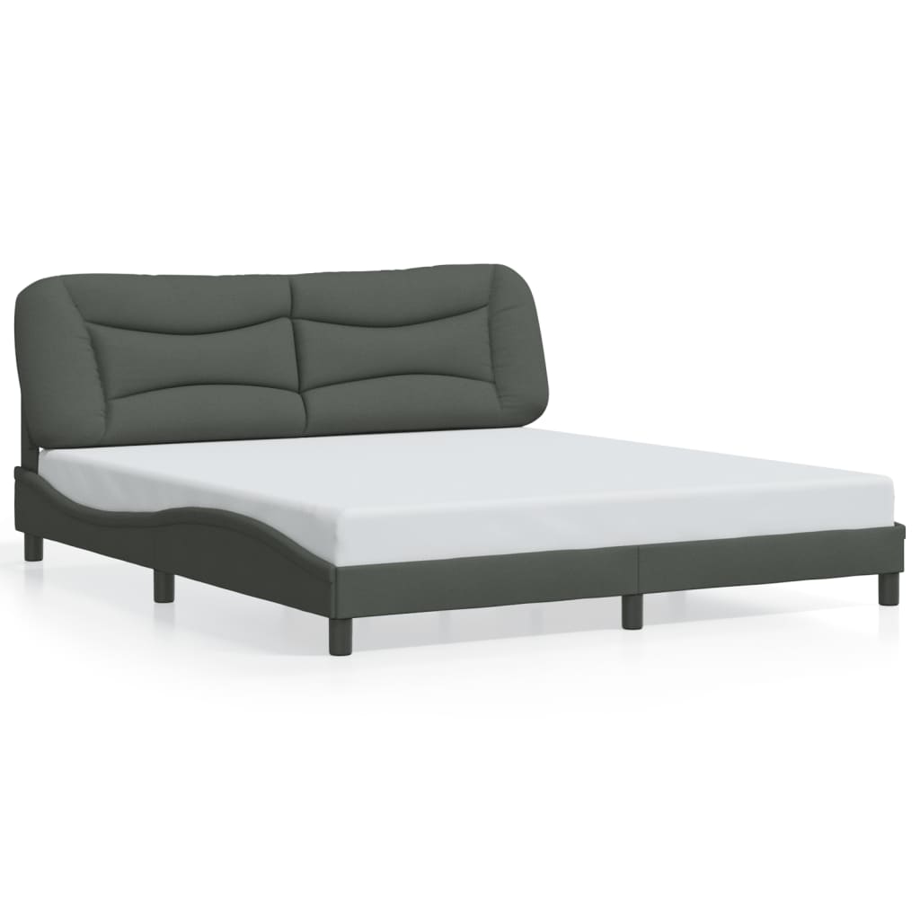 Bed Frame with LED without Mattress "Hvar" Black 180x200 cm King Fabric