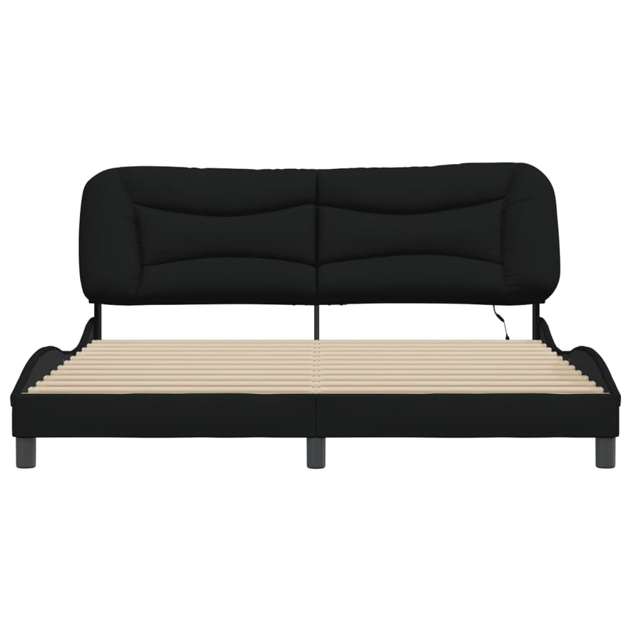 Bed Frame with LED without Mattress "Hvar" Black 180x200 cm King Fabric