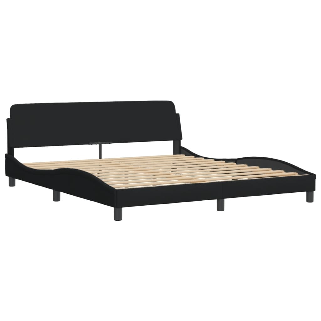 Bed Frame with LED without Mattress "Hvar" Black 180x200 cm King Fabric