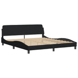 Bed Frame with LED without Mattress "Hvar" Black 180x200 cm King Fabric