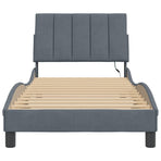 Bed Frame with LED without Mattress "Hanko" Dark Grey 90x190 cm Velvet