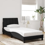 Bed Frame with LED without Mattress "Hanko" Black 90x190 cm Velvet