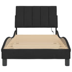 Bed Frame with LED without Mattress "Hanko" Black 90x190 cm Velvet