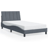 Bed Frame with LED without Mattress "Hanko" Dark Grey 107x203 cm King Single Velvet