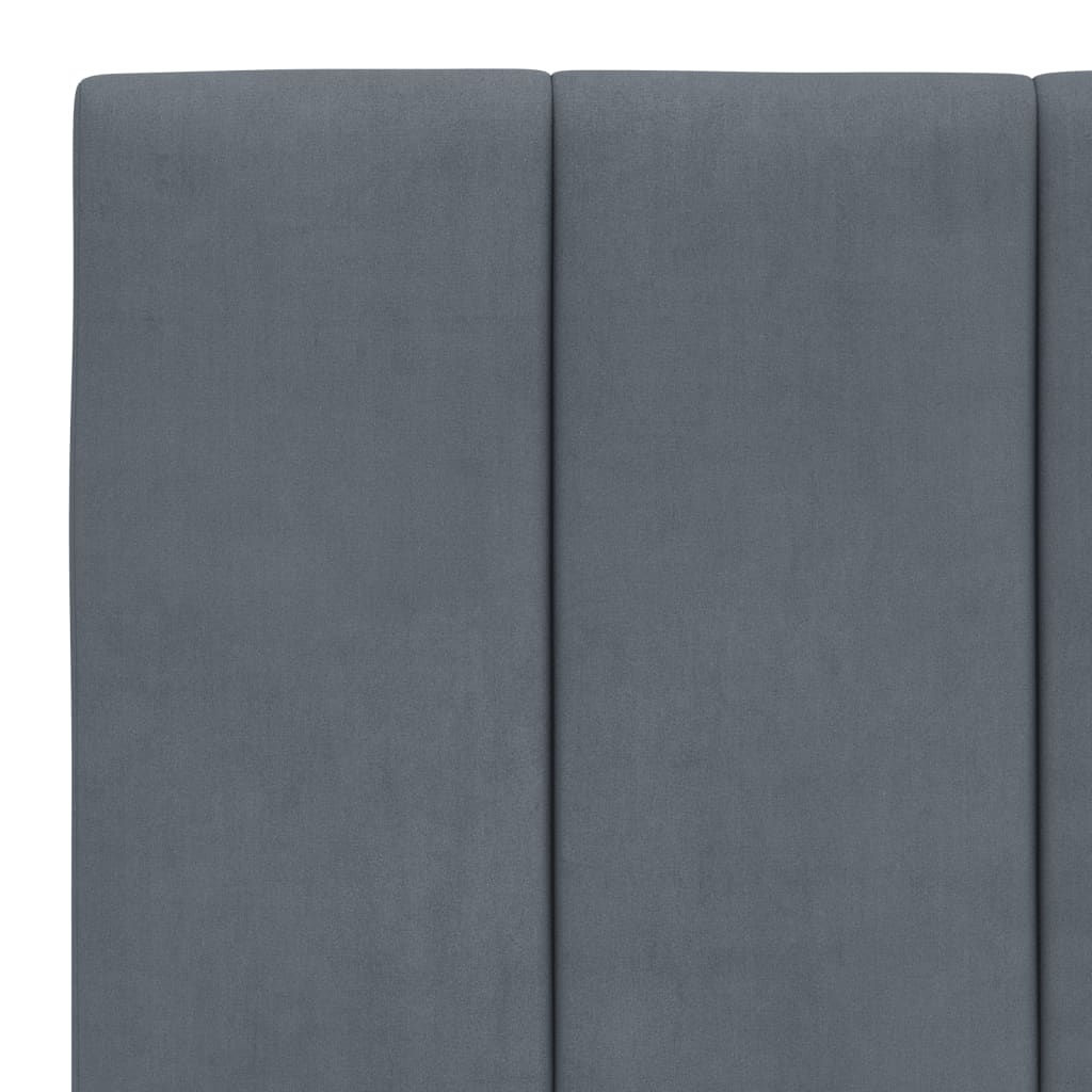 Bed Frame with LED without Mattress "Hanko" Dark Grey 107x203 cm King Single Velvet