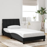 Bed Frame with LED without Mattress "Hanko" Black 107x203 cm King Single Velvet