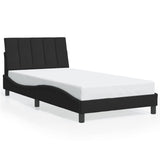 Bed Frame with LED without Mattress "Hanko" Black 107x203 cm King Single Velvet