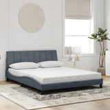 Bed Frame with LED without Mattress "Hanko" Dark Grey 152x203 cm Queen Velvet