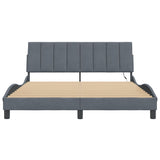 Bed Frame with LED without Mattress "Hanko" Dark Grey 152x203 cm Queen Velvet