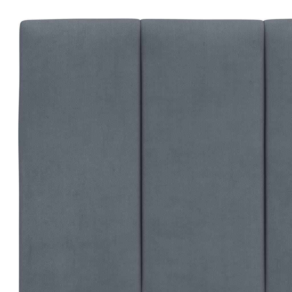 Bed Frame with LED without Mattress "Hanko" Dark Grey 152x203 cm Queen Velvet