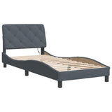 Bed Frame with LED without Mattress Dark Grey 90x190 cm Velvet - Side View