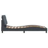 Bed Frame with LED without Mattress Dark Grey 90x190 cm Velvet - Close-Up Angle