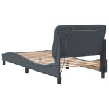 Bed Frame with LED without Mattress Dark Grey 90x190 cm Velvet - Low Angle