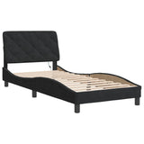 Bed Frame with LED without Mattress Black 90x190 cm Velvet - Side View
