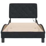 Bed Frame with LED without Mattress Black 90x190 cm Velvet - Rear View