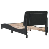 Bed Frame with LED without Mattress Black 90x190 cm Velvet - Low Angle