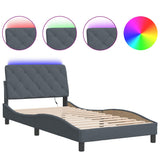 Bed Frame with LED without Mattress Dark Grey 107x203 cm King Single Velvet