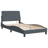 Bed Frame with LED without Mattress Dark Grey 107x203 cm King Single Velvet