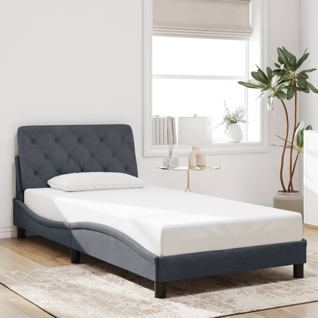 Bed Frame with LED without Mattress Dark Grey 107x203 cm King Single Velvet