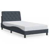 Bed Frame with LED without Mattress Dark Grey 107x203 cm King Single Velvet - 45-Degree Angle