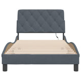 Bed Frame with LED without Mattress Dark Grey 107x203 cm King Single Velvet - Rear View