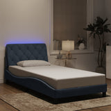 Bed Frame with LED without Mattress Dark Grey 107x203 cm King Single Velvet