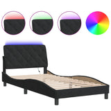 Bed Frame with LED without Mattress Black 107x203 cm King Single Velvet - Front View